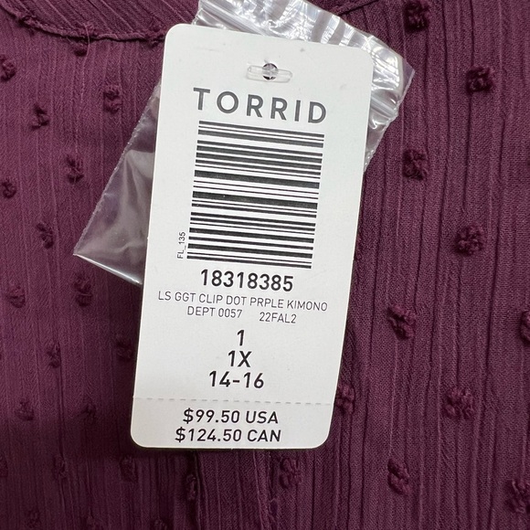 NEW! Torrid 1 (1x - 14/16) Clip Dot Button Front Maxi Kimono - Picture 4 of 5